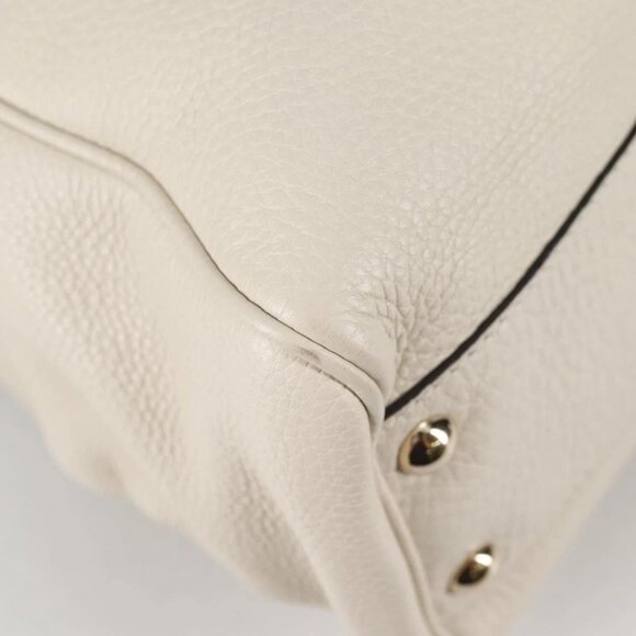 GUCCI Bamboo Hand Bag Leather 2way White Gold 336032 Auth 135213V - Picture 5 of 16